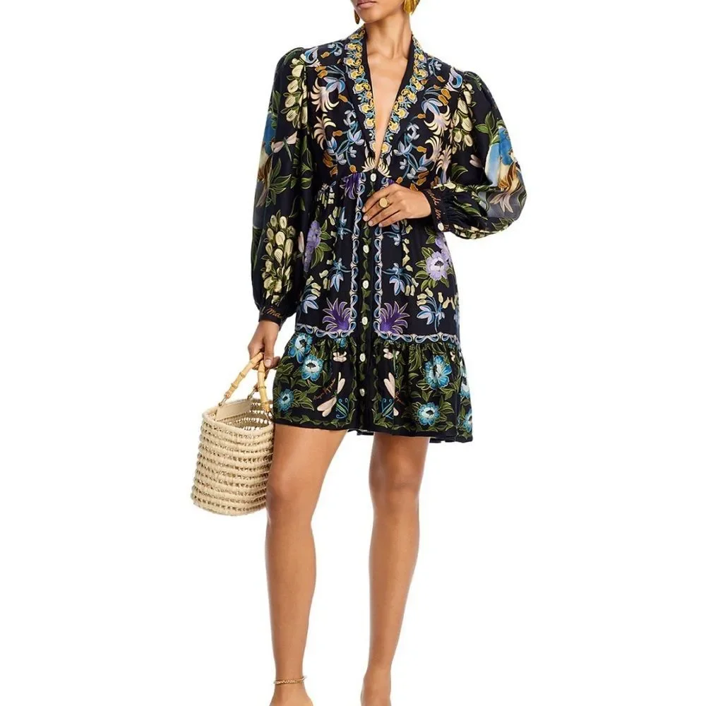 NWOT Farm Rio Winter Garden Mini Dress Winter Garden Cream Women XXS(MSRP$260) - Picture 3 of 14